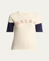 Chloé Logo Embroidered Heavy Cotton Wool T-shirt In White