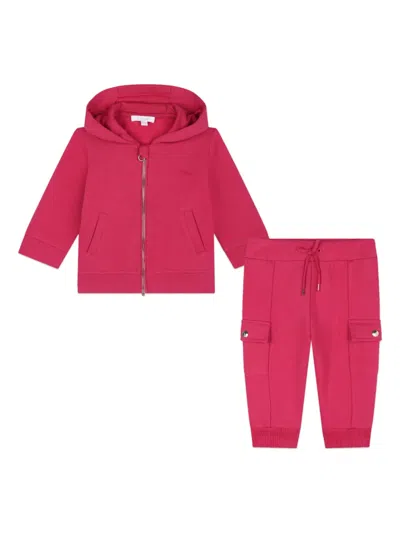 Chloé Babies' Logo-embroidered Hooded Tracksuit Set In Red