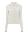 Chloé Wool Cardigan Logo Long Sleeves Scalloped Collar In White