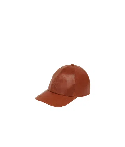 Chloé Logo-embroidered Leather Cap In Brown