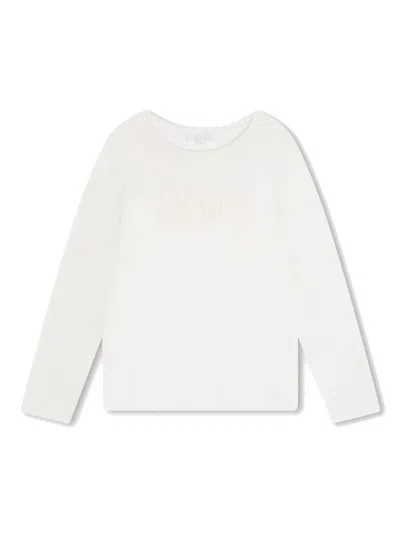 CHLOÉ LOGO-EMBROIDERED LONG-SLEEVE T-SHIRT