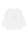 Chloé Logo-embroidered Long-sleeve Top In White