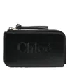 Chloé Chloe Logo Embroidered Sense Soft Leather Card Case In Black