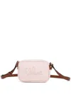 Chloé Kids Logo Canvas Shoulder Bag In Pink