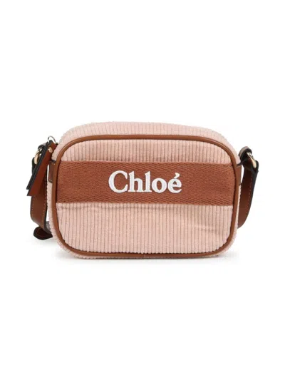 Chloé Kids' Logo-embroidered Shoulder Bag In Pink