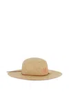 Chloé Logo-embroidered Straw Hat In Blue