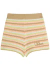 Chloé Embroidered Striped Crocheted Cotton Shorts In Multi