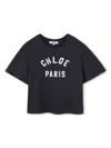 Chloé Short-sleeved Blu Navy T-shirt With Logo In Blau