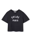 Chloé Short-sleeved Blu Navy T-shirt With Logo In Blue