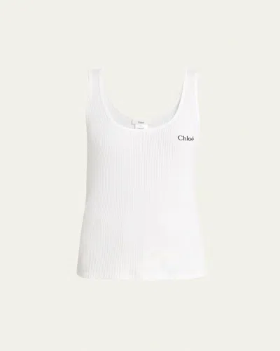 CHLOÉ LOGO EMBROIDERED TANK TOP