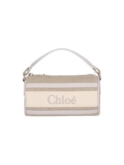 Chloé Logo Embroidered Top Handle Bag In Black