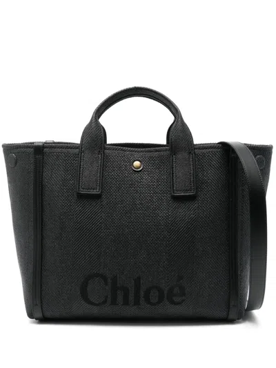 Chloé Black Cotton Blend Carry Shopping Bag