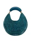Chloé Summer Banana Top-handle Bag In Crochet Fabric In Stormy Sea