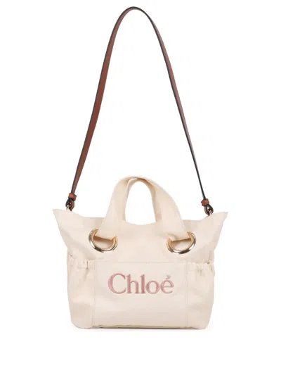 Chloé Kids' Logo-embroidered Tote Bag In White