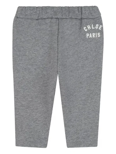 Chloé Babies' Logo-embroidered Track Pants In Gray
