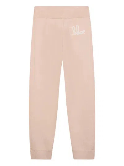 Chloé Logo-embroidered Track Pants In Pink