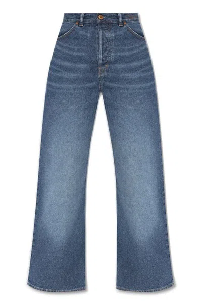 CHLOÉ LOGO EMBROIDERED WIDE-LEG JEANS