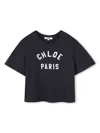 Chloé Short-sleeved Blu Navy T-shirt With Logo In Blue