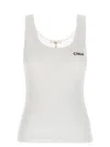 Chloé Embroidered Ribbed Cotton Tank