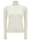 Chloé White Logo Embroidery Turtleneck Sweater