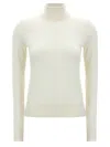 Chloé White Logo Embroidery Turtleneck Sweater