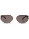 Chloé Marcie Round-framed Sunglasses With Logo-lettering In Gray