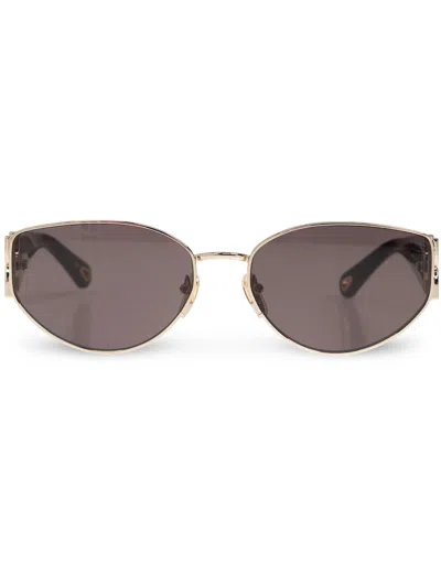 CHLOÉ LOGO-ENGRAVED OVAL-LENS SUNGLASSES