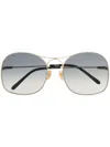 Chloé Logo-engraved Oversized-frame Sunglasses In Gold