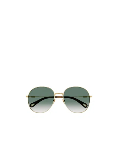 Chloé Logo-engraved Pilot-frame Sunglasses In Gold