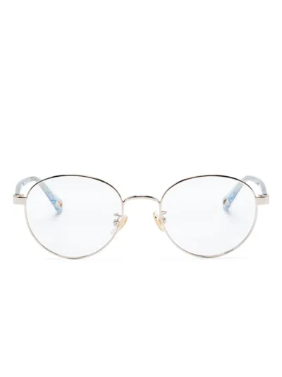 Chloé Logo-engraved Round-frame Glasses In White