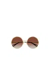 Chloé Logo-engraved Round-frame Sunglasses In Brown