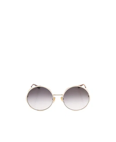 Chloé Logo-engraved Round-frame Sunglasses In Gray
