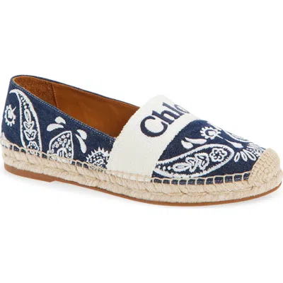 Chloé Logo Espadrille Flat In Blue