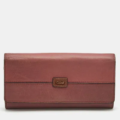 Pre-owned Chloé Logo Flap Pink Leather Continental Wallet