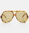 Chloé Logo Flat-top Sunglasses In Brown