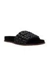 Chloé Kacey Womens Leather Braided Slide Sandals In Black