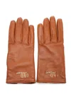 Chloé Logo Gloves In Brown