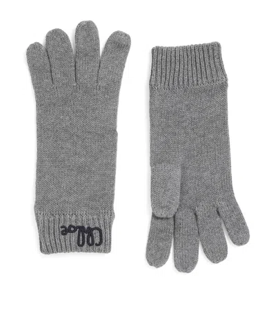 Chloé Kids' Logo Gloves In Gray