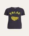 Chloé Navy Baby Fit Logo T-shirt In Twilight Blue