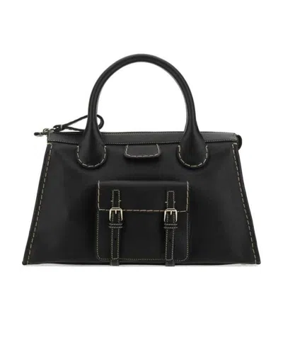 Chloé Logo Handbag In Black