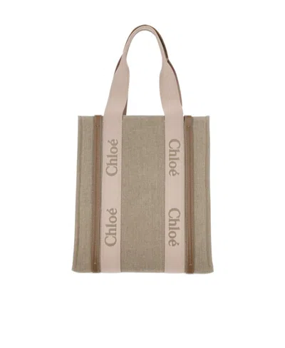 Chloé Woody Tote Bag In Nude