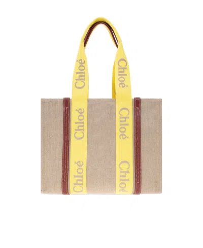 Chloé Logo Handbag In Nude