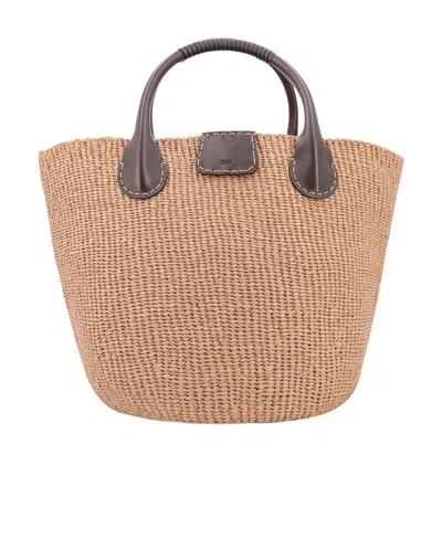 Chloé Logo Handbag In Nude