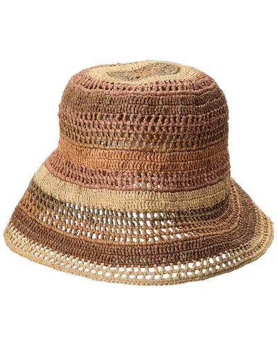 Chloé Sunset Embroidered Striped Raffia Hat In 2ya Multi Beige 1