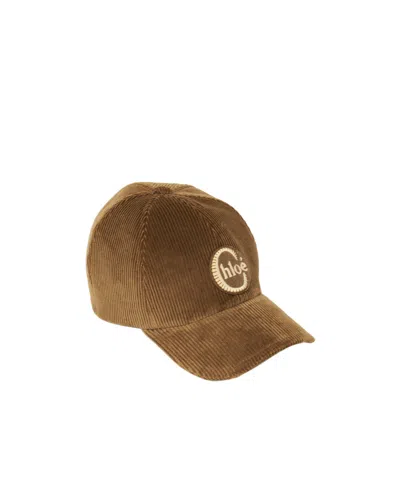 Chloé Logo Hat In Brown