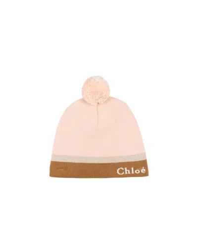 Chloé Kids' Logo Hat In Pink