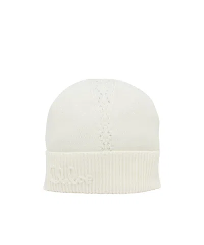 Chloé Logo Hat In White