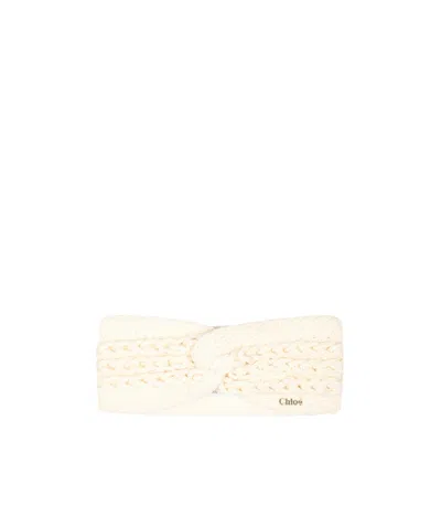 Chloé Logo Headband In Ivory