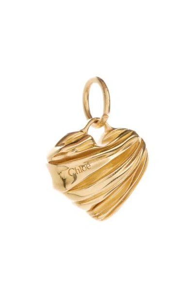 Chloé Logo Heart Charm In Gold