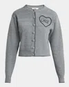 Chloé Fitted Cardigan With Logo In Wool And Cashmere Knit In Gray